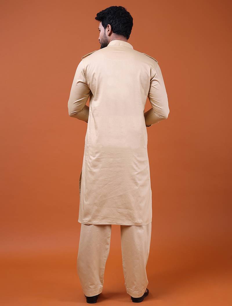 W & g slik blend full sleeve pathani set for men's