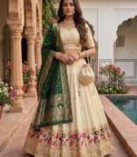 Rust Orange Embroidered Lehenga Choli
