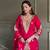 rani pink embroidered fendi satin free size stitched kurta set