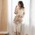 White floral printed slub cotton kurta pant set with lining