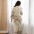 White floral printed slub cotton kurta pant set with lining