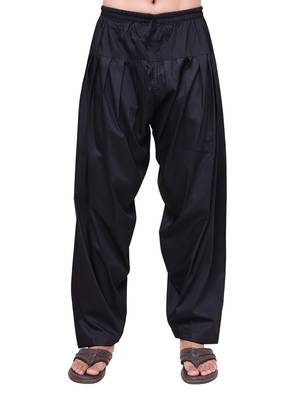 W & g men’s black cotton blend patiala 1