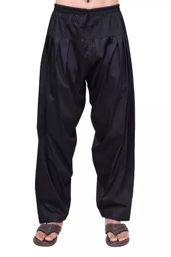 W & g men   s black cotton blend patiala