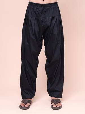 W & g men’s black cotton blend patiala 2