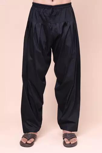 W & g men   s black cotton blend patiala