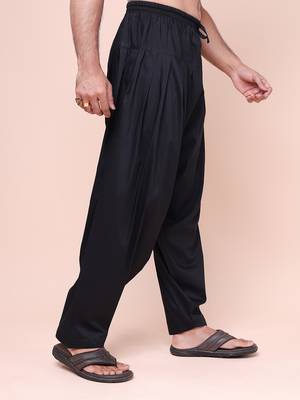 W & g men’s black cotton blend patiala 3