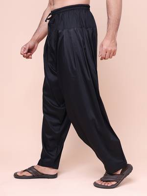 W & g men’s black cotton blend patiala 4
