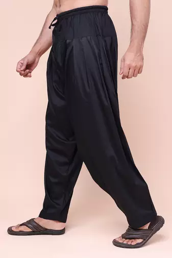 W & g men   s black cotton blend patiala