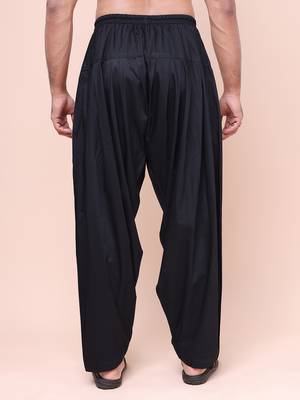 W & g men’s black cotton blend patiala 5