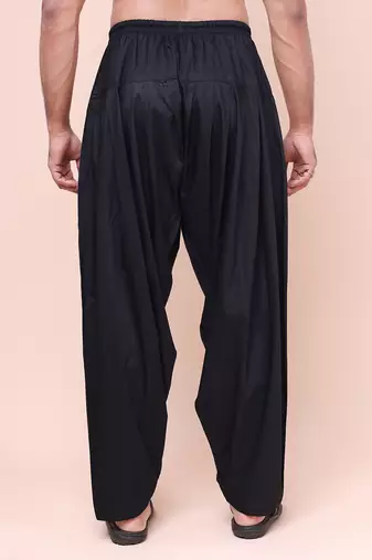 W & g men   s black cotton blend patiala