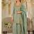 Sage green heavy dola silk sequins work palazzo suit