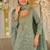 Sage green heavy dola silk sequins work palazzo suit