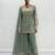 Sage green heavy dola silk sequins work palazzo suit