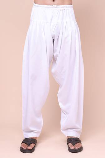 white cotton blend patiala