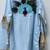 Navratri blue cotton kurta with hand-painted peacock mirror work