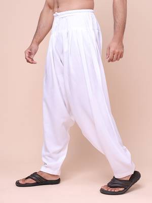 W & g men’s white cotton blend patiala 2