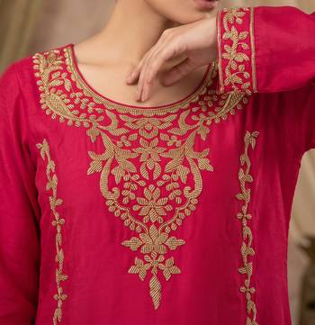 Rani pink premium chinnon beads work suit set 2