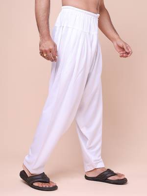 W & g men’s white cotton blend patiala 3