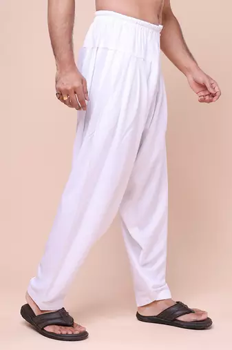 W & g men’s white cotton blend patiala