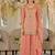 Peach heavy dola silk sequins work palazzo suit