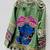 Navratri green pure denim jacket with kutchi mirror work