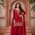 Red premium chinnon beads work suit set
