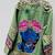 Navratri green pure denim jacket with kutchi mirror work