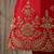Red premium chinnon beads work suit set