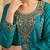 Teal blue premium chinnon beads work suit set