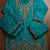 Teal blue premium chinnon beads work suit set
