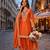 Orange premium chinon embroidery work suit set