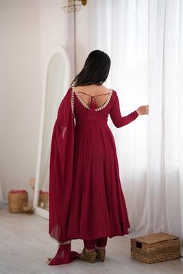 Wine premium mal chanderi 16-kali anarkali set 4