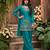Teal blue premium chinnon beads work suit set