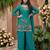 Teal blue premium chinnon beads work suit set
