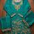 Teal blue premium chinnon beads work suit set