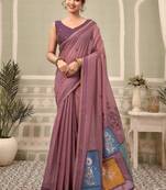 mauve premium cotton blend natural texture saree