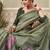 sage green premium cotton blend natural texture saree