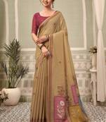 beige premium cotton blend natural texture saree