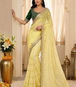 women's satin silk blend with elegant border party wear designer saree