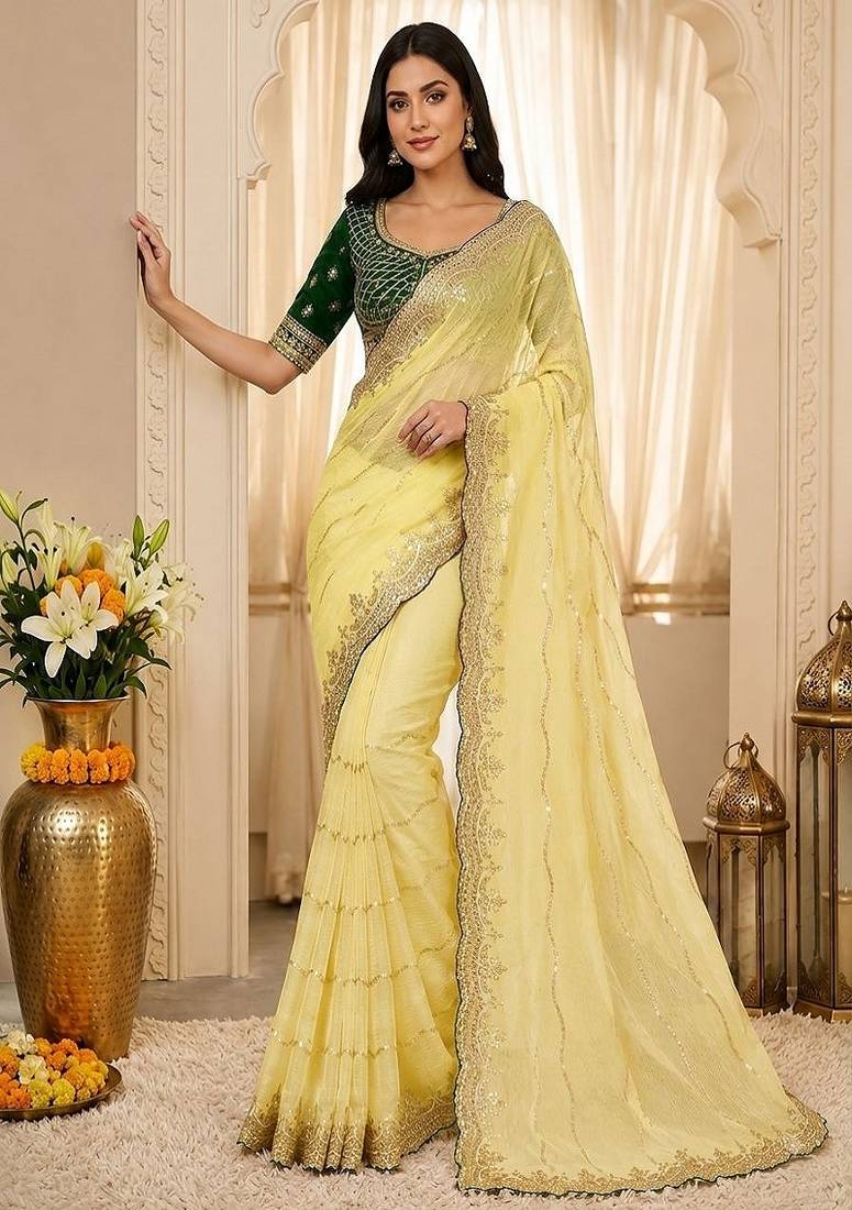women's satin silk blend with elegant border party wear designer saree