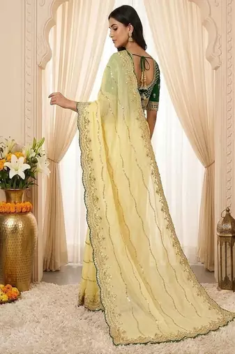 women's satin silk blend with elegant border party wear designer saree