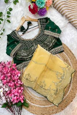 women's satin silk blend with elegant border party wear designer saree 5