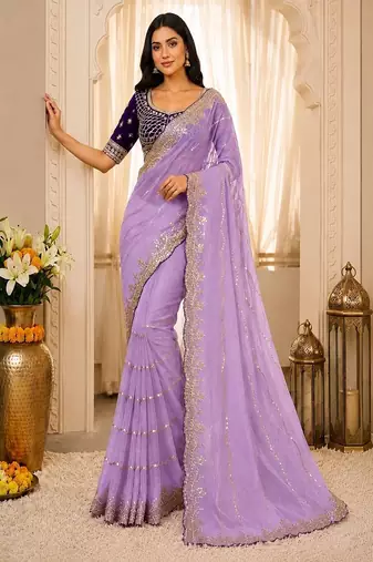 women's satin silk blend with elegant border party wear designer saree