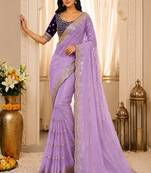 women's satin silk blend with elegant border party wear designer saree