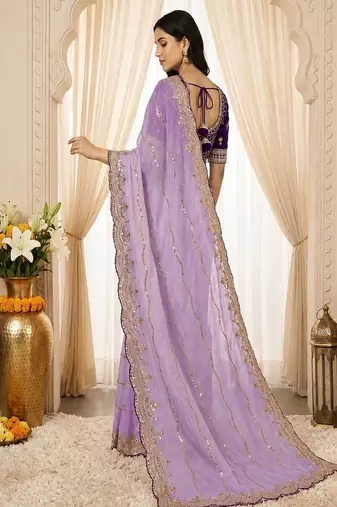 women's satin silk blend with elegant border party wear designer saree