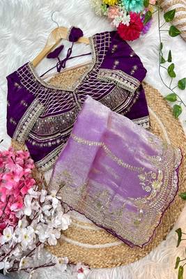 women's satin silk blend with elegant border party wear designer saree 5