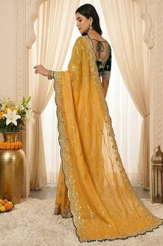 women's satin silk blend with elegant border party wear designer saree