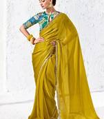 Yellow premium luxe silk blend & organza designer saree