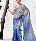 Lavender premium luxe silk blend & organza designer saree