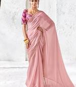 Pink premium luxe silk blend & organza designer saree